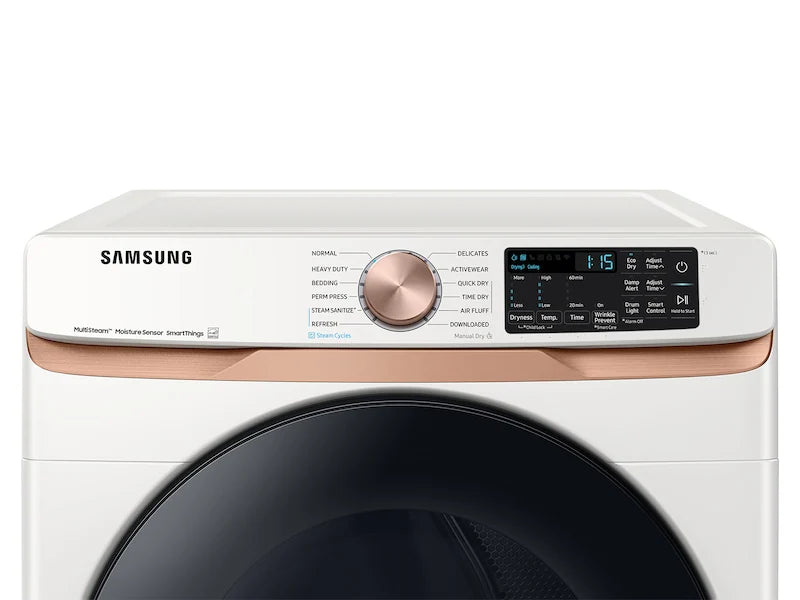 Samsung 7.5 Cu. Ft. Stackable Smart Electric Dryer with Steam and Sensor Dry in Ivory 22131SD88 - DVE50BG8300EA3 - Scratch & Dent - Minor (Copy)