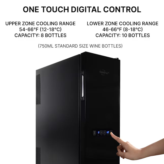 Koolatron 10-in W 18-Bottles Black Dual Zone Cooling Freestanding Indoor Wine Cooler 22142775 - WC18MG - Scratch & Dent (Minor)