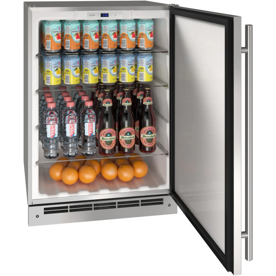 U-Line 24 Inch Outdoor Refrigerator with Convection Cooling System, Digital Touch Controls, LED Lighting, White Interior and 5.4 cu. ft. Capacity UORE124-SS01A - Open Box