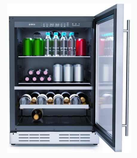 Elica 24 Inch Dual Zone Wine and Beverage Center with 4.8 Cu. Ft. Capacity, Slide Out Shelves, and UV Coated Double Panel Glass Door EBS52SS1 - Scratch & Dent (Minor)