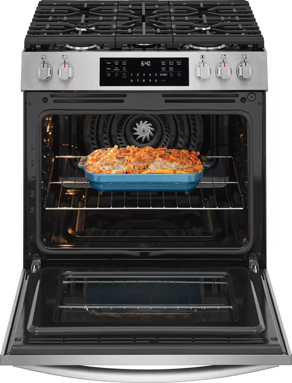 Frigidaire Gallery 5 burners 5.1-cu ft Air Fry Convection Oven Freestanding Natural Gas Range in Stainless Steel 20531SD518- GCFG3059BF - Scratch & Dent (Minor)