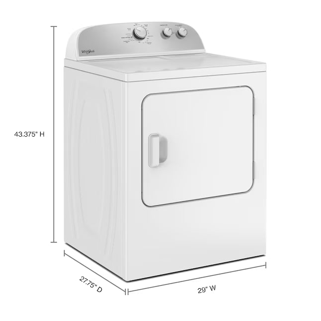 Whirlpool White Gas 7.0 Cu. Ft. Vented Dryer with Wrinkle Shield Option and AutoDry Drying System WGD4815EW - Scratch & Dent (Major)