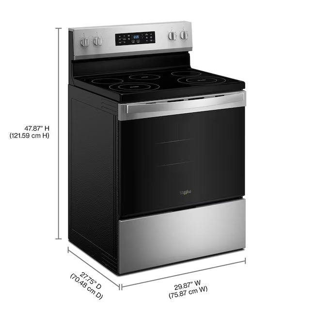 Whirlpool 30-in Glass Top 5 Burners 5.3-cu ft Air Fry Convection Freestanding in Stainless Steel WFES4530SS - Scratch & Dent (Minor)