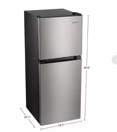Vissani 4.5 cu. ft. Mini Refrigerator in Stainless Look with Glass Shelves, Top Freezer, and Energy Efficiency MDCM45SS5 - Scratch & Dent (Major)