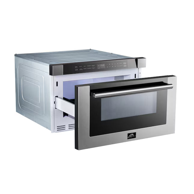 Forno 24 in. W 1.2 cu.ft. Stainless Steel and Black 900-Watt Built in Microwave Drawer FMWDR3000-24 - New in Box