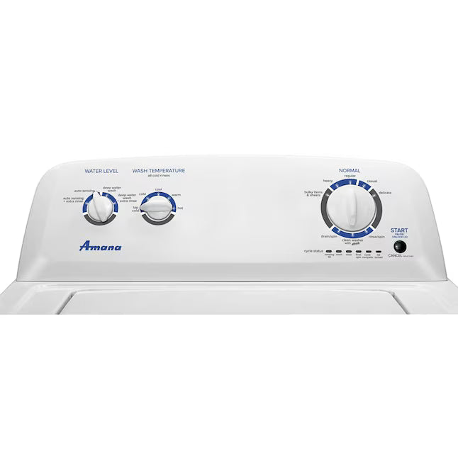 Amana Top Load 3.5 Cu. Ft. Washer with Dual Action Agitator, Porcelain Tub, and Late Lid Lock 22136SD363 - NTW4516FW - Open Box