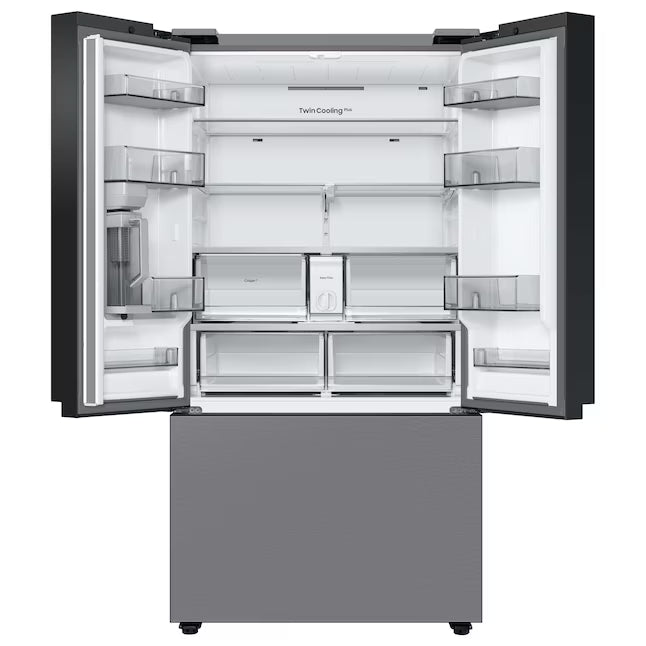 Samsung Bespoke Stainless Steel 3 Door French Door 30 Cu. Ft. Refrigerator with EZ Open Handle and Dual Ice Makers 22134SD242 - RF30BB6200QL - Scratch and Dent (Moderate)