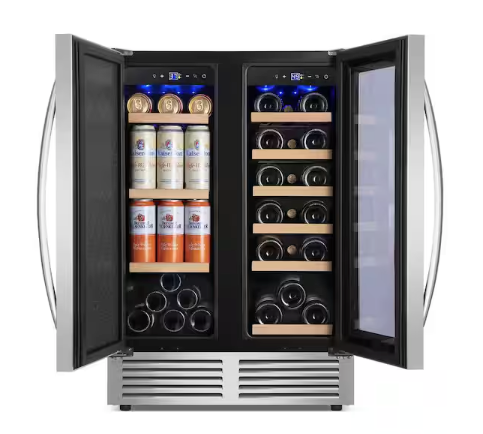 Pictures of Nipus 24 in. Built-in Dual Zone 18 Bottle and 80 Can Wine and Beverage Cooler with Four Door Handles Wine Fridge in Silver 251312SD1029 - NPDUAL01 - Open Box - Neu Appliance Outlet - Discount Appliance Outlet in Austin, Tx
