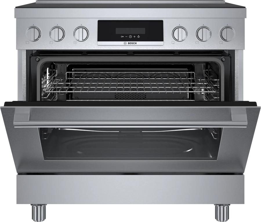 Bosch 800 Series 36 in. 3.7 cu ft. 5 Burner Slide-In Industrial Pro Style Induction Range w/ Convection Pro in Stainless Steel HIS8655U - Scratch & Dent (Minor)