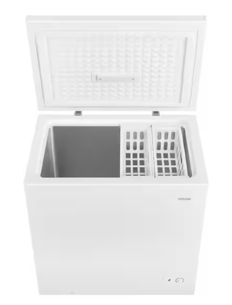 Vissani 7 cu. ft. Manual Defrost Chest Freezer with LED Light Type and Removable Storage Basket in White, Garage Ready MDCF7WH5 - Scratch & Dent (Major)