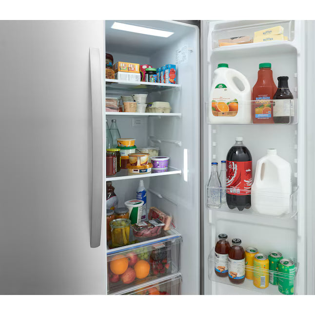 Frigidaire 26.4-cu ft Standard-Depth 36-in Wide Side-by-Side Refrigerator ENERGY STAR Certified in Stainless Steel FRSN2610AF - Scratch & Dent (Moderate)