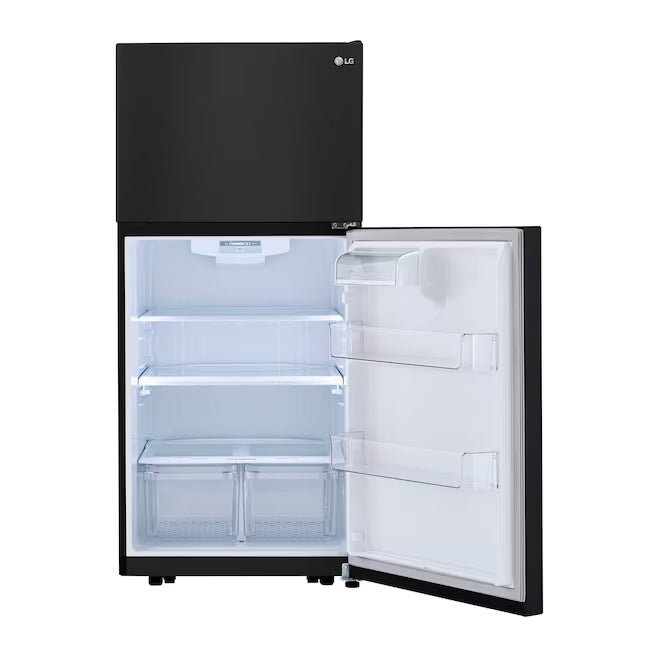 LG 30 Inch Wide Black 20.2 cu ft ENERGY STAR Top Freezer and Bottom Refrigerator with LED Lighting and Adjustable Glass Shelving LTCS20020B - Scratch & Dent (Minor)