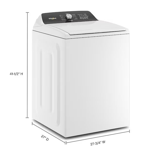 Whirlpool 4.5 Cu. Ft. Top Load Agitator Washer with Built-In Faucet WTW5015LW - Certified Refurbished and Whirlpool Top Load Style Electric Moisture Sensing 7.0 Cu. Ft. Dryer with Steam WED5050LW - Scratch & Dent (Minor)