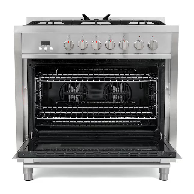 Cosmo 36-in Deep Recessed 5-Burner Convection Oven Freestanding Dual Fuel Range in Stainless Steel 22133SD173 - F965 - Scratch & Dent (Minor)