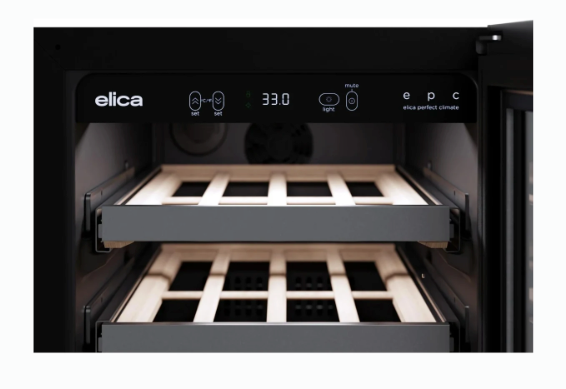 Elica 15 Inch Freestanding/Built-In Wine Cellar with 27 Bottles Capacity, 2.9 cu. ft. Capacity, 6 Full Extension Racks Beechwood, Double Panel Tempered Glass Door, and 3 Level White LED Lighting EWS31SS1 - Scratch & Dent (Minor)