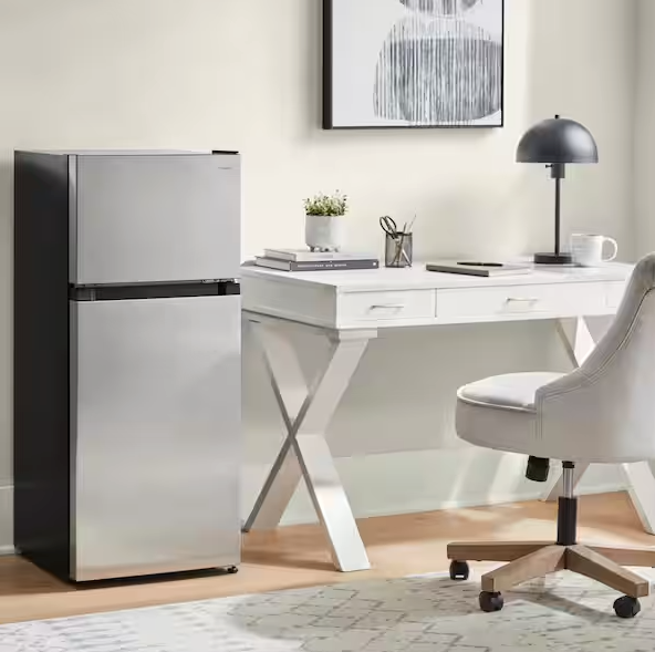 Vissani 4.5 cu. ft. 2-Door Mini Refrigerator in Platinum Steel with Freezer HVDR45PS - Open Box