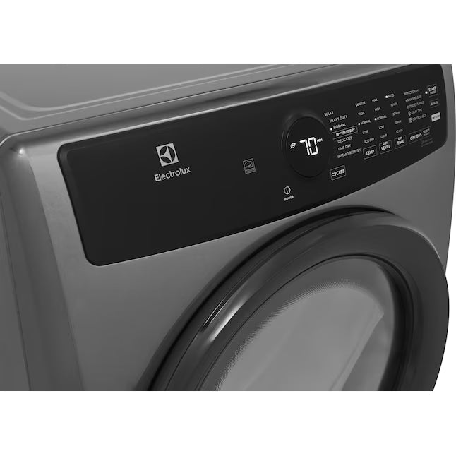 Electrolux 8-cu ft Stackable Vented Electric Dryer with Steam Cycle in Titanium ELFE7437AT - Scratch & Dent (Minor)