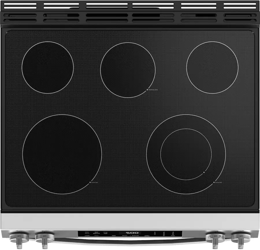 Pictures of GE® Stainless Steel Front Control Slide-In Electric Range with Crisp Mode and 5 Burner Radiant Cooktop 251310SD910 - GRS500PV2SS - Scratch & Dent (Minor) - Neu Appliance Outlet - Discount Appliance Outlet in Austin, Tx