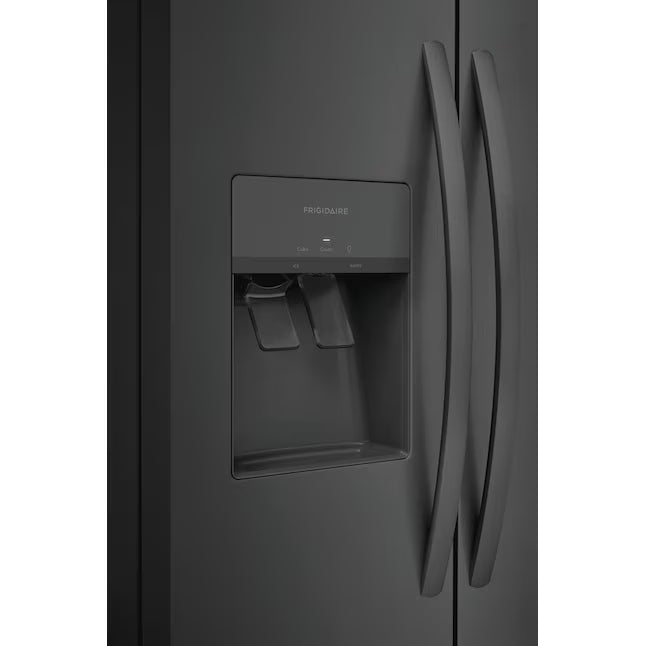 Frigidaire 25.6-cu ft Standard-Depth 36-in Wide Side-by-Side Refrigerator with Ice Maker, Water and Ice Dispenser in Black Stainless Steel FRSS2623AD - Scratch & Dent (Minor)