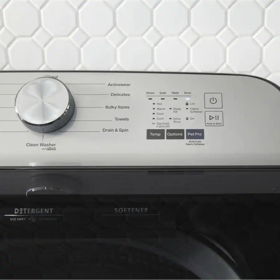 Maytag 5.2 cu. ft. Pet Pro Top Load Washer in Midnight Steel with Agitator, Extra Power MTW7205RF - Open Box and Maytag Volcano Black Pet Pro 7.0 cu. ft. Electric Dryer with XL Lint Trap and Steam 16290 - MED6500MBK - Scratch & Dent (MInor)
