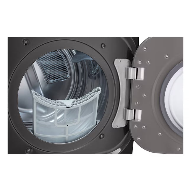 LG Black Steel 9.0 cu. ft. Mega Capacity Smart Wi-fi Enabled Front Load Gas Dryer with TurboSteam™ and Built-In Intelligence DLGX8901B - Scratch & Dent (Minor)