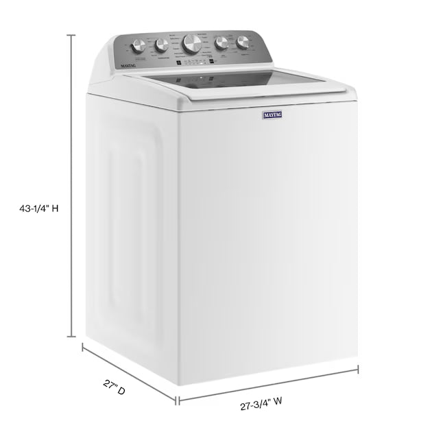 Maytag 4.2 Cu. Ft. Capacity Top Load Washer in White MTW4205SW - Open Box and MayTag 7.0 cu. ft. Top Load Electric Wrinkle Prevent Dryer MED4500MW - Scratch & Dent (Minor)