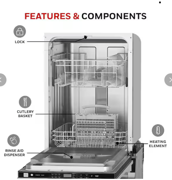 Pictures of 18 in. Honeywell Dishwasher with 8 Place settings 6 Washing Programs with Stainless Steel Tub and UL/Energy Star 25SD084 - HDS18SS - Scratch & Dent (Minor) - Neu Appliance Outlet - Discount Appliance Outlet in Austin, Tx
