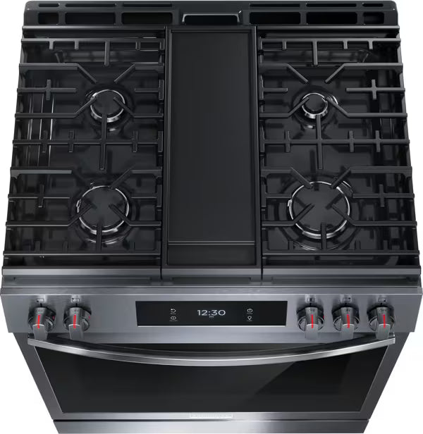 Frigidaire Gallery Black Stainless Steel Gas 30 Inch 6 Cu. Ft. Range with 15+ Ways to Cook 20531SD483 - GCFG3060BD - Scratch and Dent (Minor)