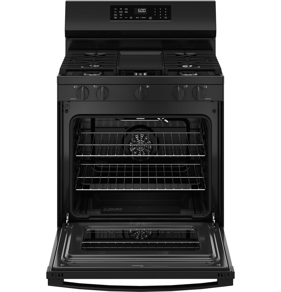 Pictures of GE® 30" Free-Standing Gas Convection Range with No Preheat Air Fry and EasyWash™ Oven Tray GGF600AVBB - New in Box - Neu Appliance Outlet - Discount Appliance Outlet in Austin, Tx