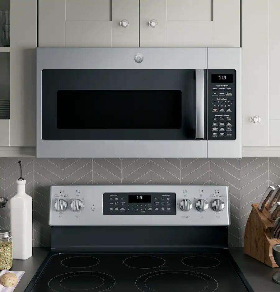 GE Over-The-Range Sensor 1.9 Cu. Ft. Microwave Oven with Filter Indication Light and Steam Clean 25133SD558 - JVM7195SKSS - Open Box