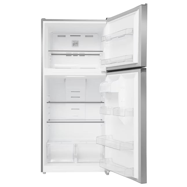 Midea 18 Cu. Ft. Stainless Garage Ready Top Freezer Refrigerator in Stainless Steel 22231SD328 - MRT18D3BST - Scratch & Dent (Major)