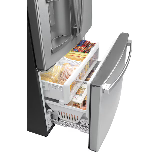 GE ENERGY STAR 22.1 Cu. Ft. Counter-Depth Fingerprint Resistant French-Door Refrigerator GYE22GYNFS - Scratch & Dent (Moderate)