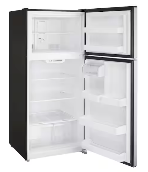 Pictures of Vissani 18 cu. ft. Top Freezer Refrigerator in Stainless Steel, Garage Ready 25SD117 - MDTF18SSR - Scratch & Dent (Moderate) - Neu Appliance Outlet - Discount Appliance Outlet in Austin, Tx