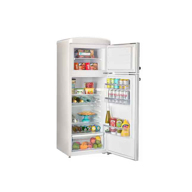 UNIQUE Classic 7.5-cu ft Counter-Depth 22-in Wide Top-Freezer Refrigerator ( Marshmallow White ) Garage Ready ENERGY STAR Certified 25137SD695 - UNQ-FR7CT W AC - Scratch & Dent (Minor)