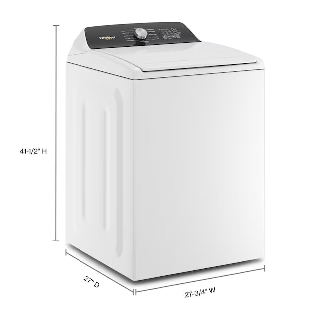 Whirlpool White Top Load 4.6 Cu. Ft. Washer with Built-In Faucet WTW5010LW - Scratch & Dent (Minor) and Whirlpool White Electric 7.0 Cu. Ft. Dryer with Moisture Sensing 16201 - WED5010LW - Scratch and Dent (Minor)