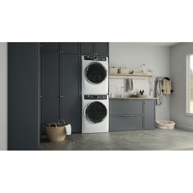 Electrolux 4.5 Cu.Ft. Stackable Front Load Washer with Steam and SmartBoost Wash System ELFW7637AW  - Scratch & Dent (Moderate) and Electrolux 8.0 cu. ft. Front Load Electric Dryer with Perfect Steam 16182 - ELFE7637AW - Open Box