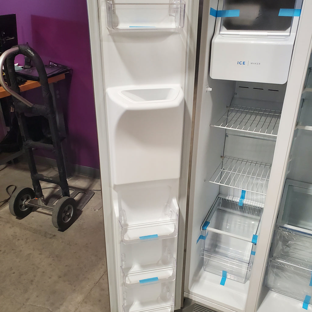 Frigidaire 25.6 cu. ft. ENERGY STAR Side by Side Refrigerator with Exterior Water and Ice Dispenser in Stainless Steel 3SD843 - FRSS2623AS - Scratch & Dent (Minor)