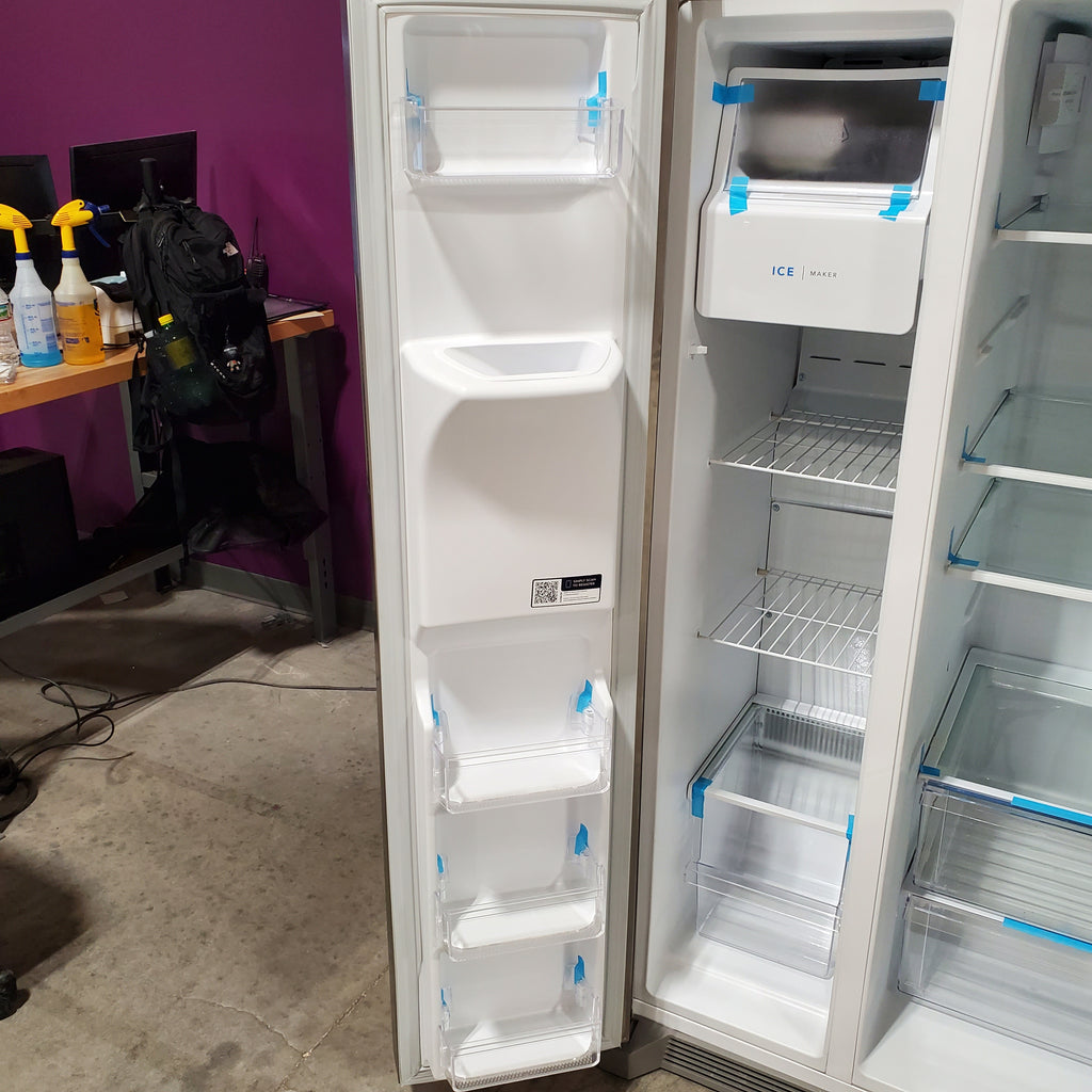 Frigidaire 25.6 cu. ft. ENERGY STAR Side by Side Refrigerator with Exterior Water and Ice Dispenser in Stainless Steel 20SD092 - FRSS2623AS - Scratch & Dent (Minor)