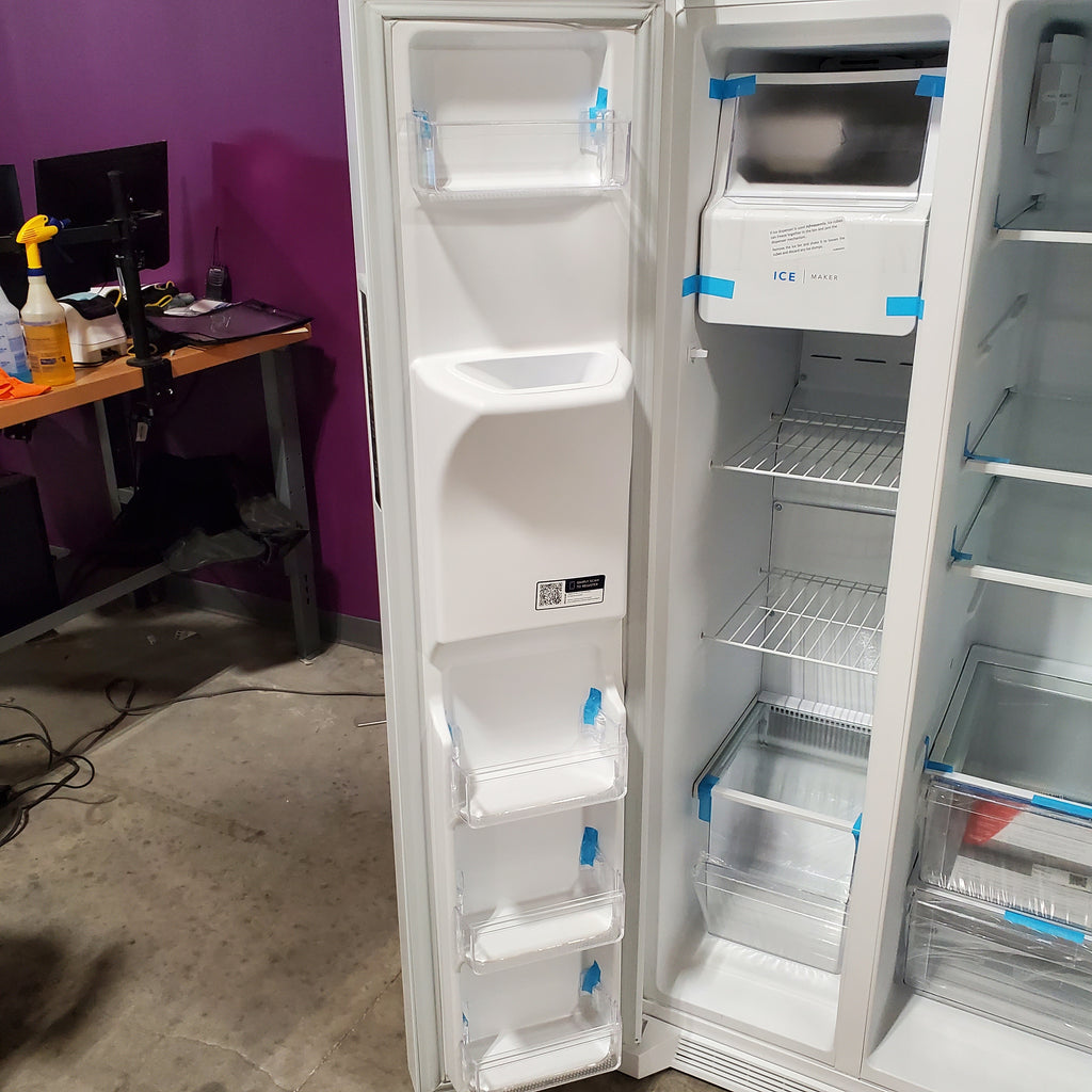 Frigidaire 25.6 cu. ft. Side by Side Refrigerator in White with Exterior Ice and Water Dispenser 26SD009 - FRSS2623AW - Scratch & Dent (Minor)