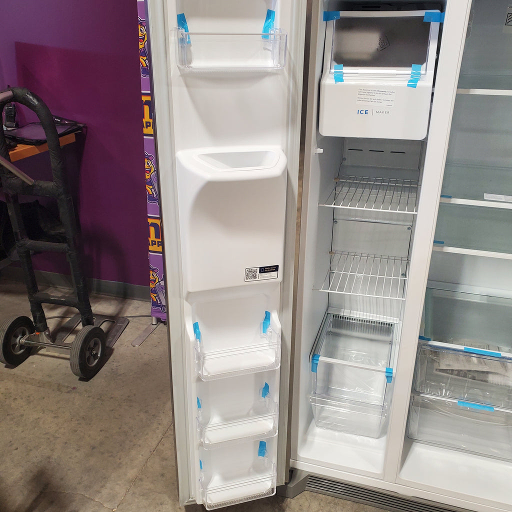 Frigidaire 25.6 cu. ft. ENERGY STAR Side by Side Refrigerator with Exterior Water and Ice Dispenser in Stainless Steel 4SD448 - FRSS2623AS - Scratch & Dent (Moderate)