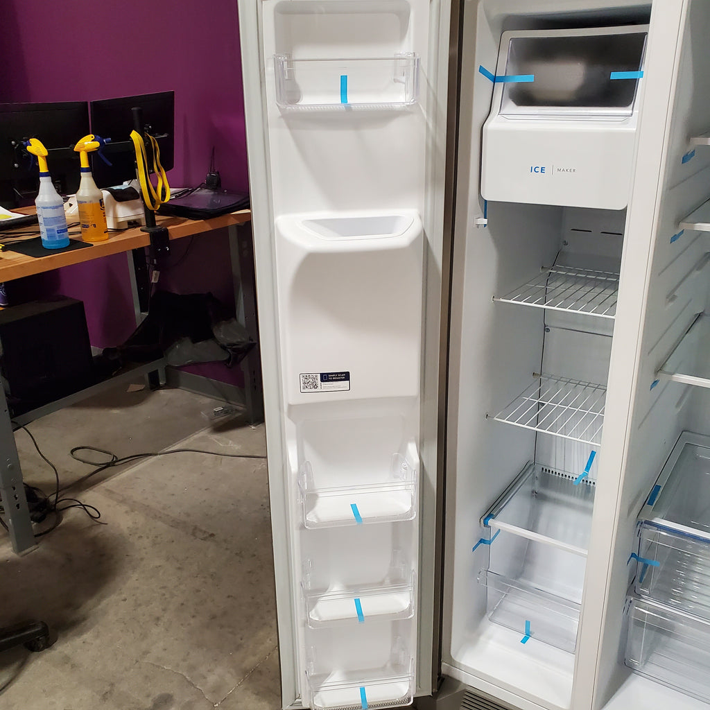 Pictures of Frigidaire 25.6-cu ft ENERGY STAR Side-by-Side Refrigerator with Ice Maker in Fingerprint Resistant Stainless Steel 22SD031 - FRSS26L3AF - Scratch & Dent (Minor) - Neu Appliance Outlet - Discount Appliance Outlet in Austin, Tx