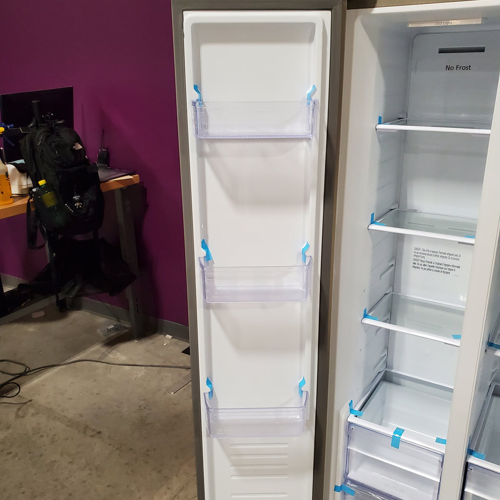 Hamilton Beach 15.6-cu ft Counter-Depth 32-in Wide Side-by-Side Refrigerator in Stainless Steel 25SD038 - HZ8551 - Scratch & Dent (Moderate)