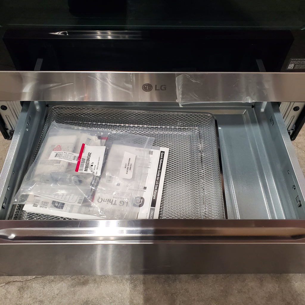 Pictures of LG 6.3 cu ft. Smart wi-fi Enabled ProBake Convection® InstaView® Gas Slide-In Range with Air Fry in Print Proof Stainless Steel 10SD34 - LSGL6335F - Open Box - Neu Appliance Outlet - Discount Appliance Outlet in Austin, Tx