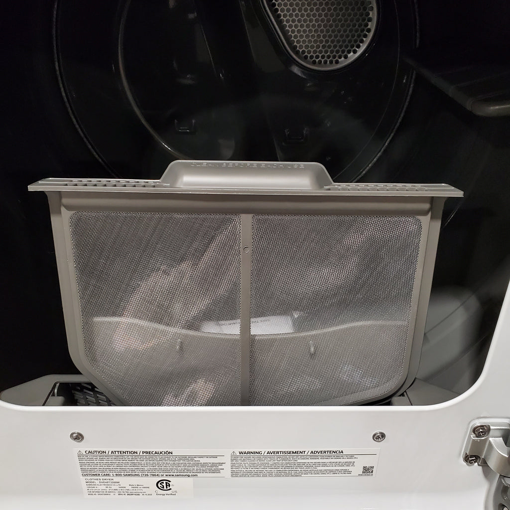 Pictures of Samsung 4.5 cu. ft. Top Load Washer with Vibration Reduction Technology+ in White WA45T3200AW - Open Box and Samsung 7.2 cu. ft. Electric Dryer with Sensor Dry in White 16120 - DVE45T3200W - Open Box - Neu Appliance Outlet - Discount Appliance Outlet in Austin, Tx