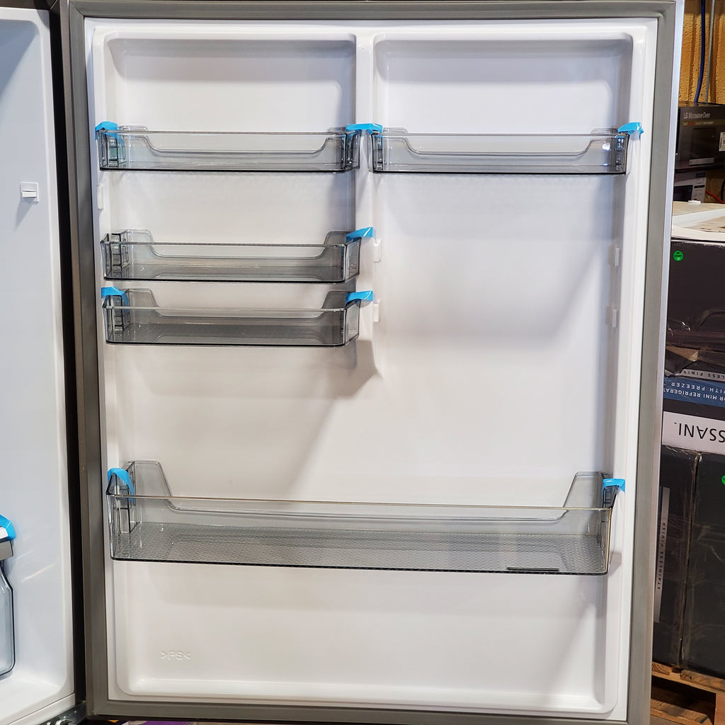 Hisense Counter Depth Bottom Freezer 17.2 Cu. Ft. Refrigerator with LED Lighting and Super Cool and Super Freeze in Fingerprint Stainless Steel 24SD053 - HRB171N6ASE - Scratch and Dent (Minor)