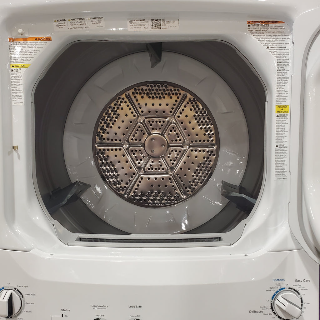 Pictures of GE Unitized Spacemaker® 3.8 cu. ft. Capacity Washer with Stainless Steel Basket and 5.9 cu. ft. Capacity Electric Dryer 24SD036 - GUD27ESSMWW - Open Box - Neu Appliance Outlet - Discount Appliance Outlet in Austin, Tx