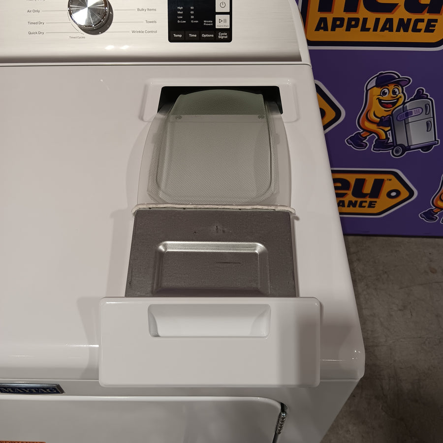 Maytag Top Load 4.8 cu ft Washer with Deep Fill and Slow-Close Glass Lid MVW6200KW - Scratch & Dent (Moderate) and Maytag 7.0 cu ft Electric Dryer with Moisture Sensing and Quick Dry Cycle 16176 - MED6200KW - Scratch & Dent (Moderate)