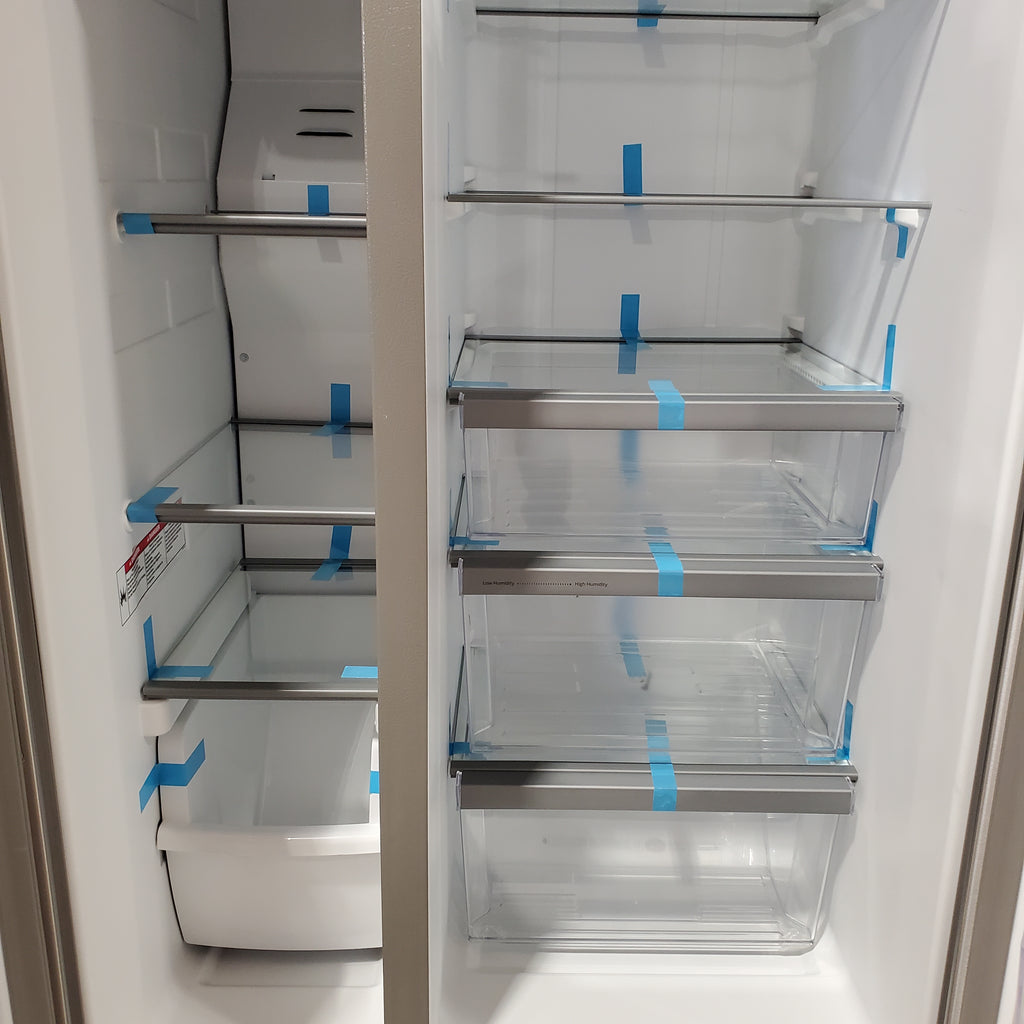 Pictures of Whirlpool 33 Inch Wide Side by Side 21 Cu. Ft. Refrigerator with Can Caddy and Frameless Glass Shelves in Fingerprint Resistant Stainless Steel 31134SD212 - WRS321SDHZ - Scratch & Dent (Moderate) - Neu Appliance Outlet - Discount Appliance Outlet in Austin, Tx