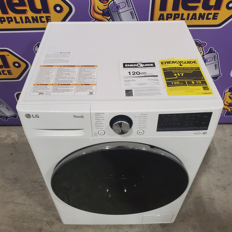 LG 2.4 cu.ft. Compact Front Load Washer with Built-In Intelligence WM1455HWA - Open Box and LG 4.2 cu.ft. Smart wi-fi Enabled Compact Front Load Dryer with Dual Inverter HeatPump™ Technology 16214 - DLHC1455W - Scratch & Dent (Minor)