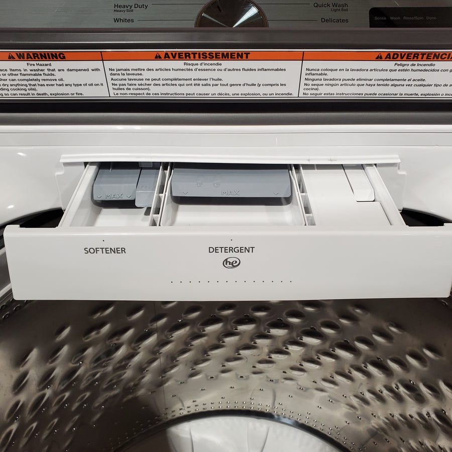 Maytag Top Load 4.8 cu ft Washer with Deep Fill and Slow-Close Glass Lid MVW6200KW - Scratch & Dent (Minor) and Maytag 7.0 cu. ft Top Load Gas Dryer with Moisture Sensing 16223 - MGD6200KW - Scratch and Dent (Moderate)
